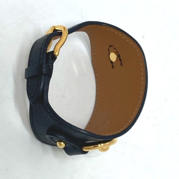 HERMES Horsebit Accessories bangle Bracelet Vo Swift Black/Gold - Picture 9 of 11